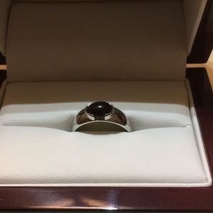Silver ring with onyx black stone